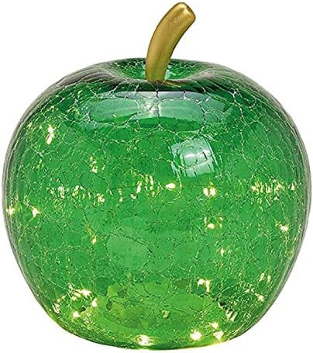 Wurm LED Dekoobjekt LED Dekolampe Apfel Glas 20er LED Lichterkette Timer Ø16cm grün