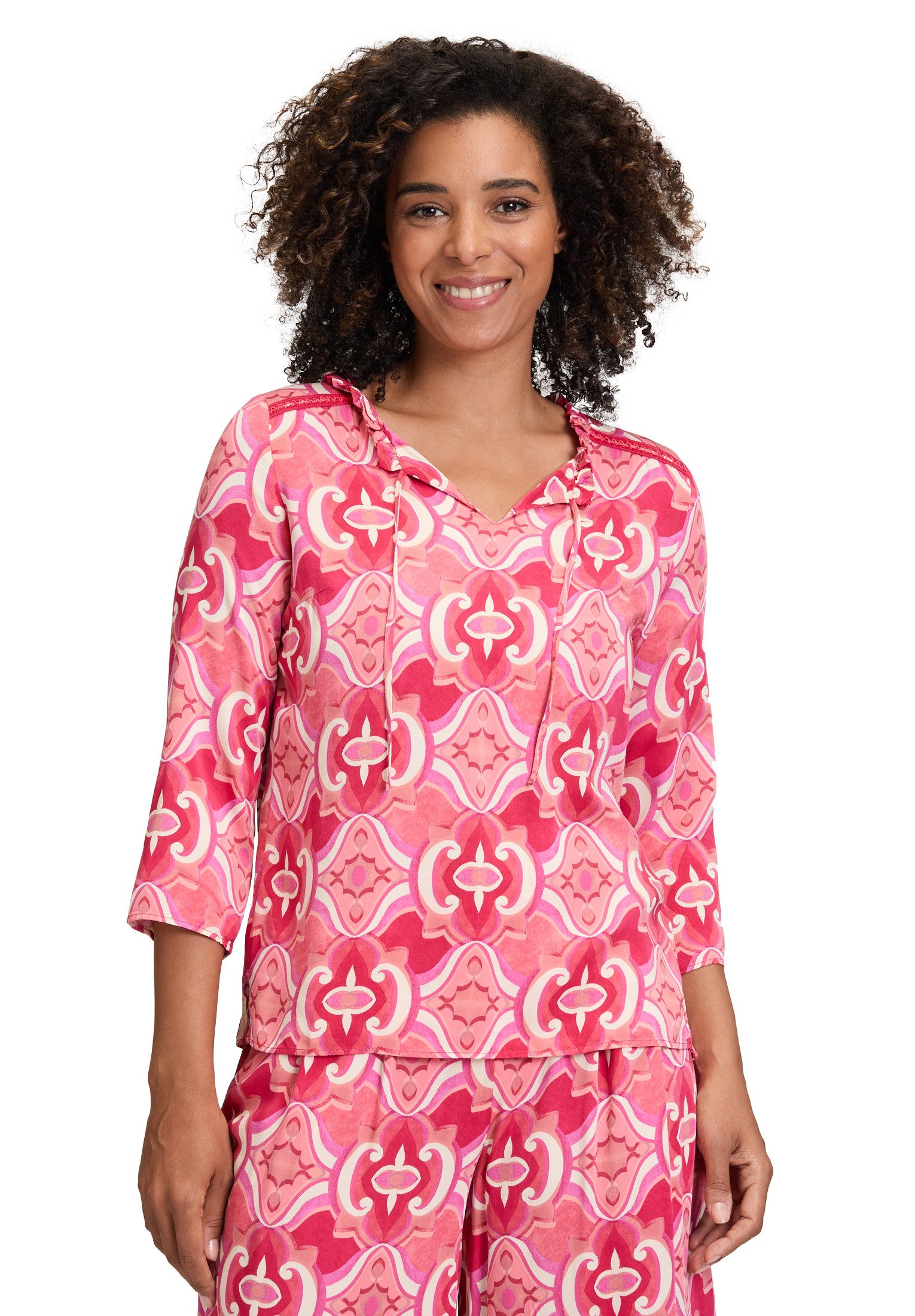 Schlupfbluse Cartoon Casual-Bluse mit Rüschen