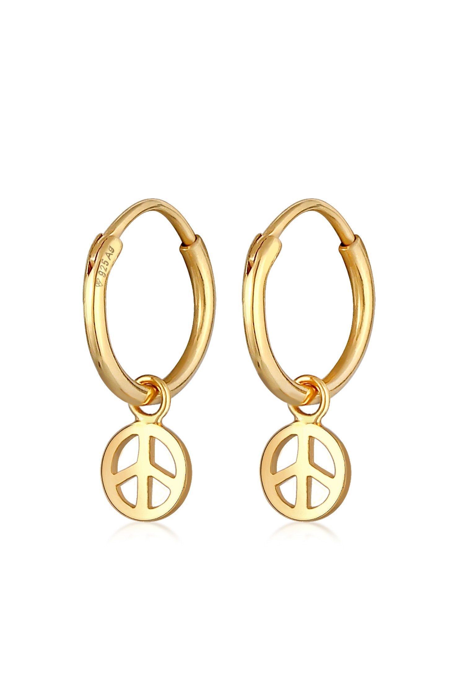 Elli Paar Creolen Creolen Peace Boho Symbol 925 Silber, Peace-Zeichen
