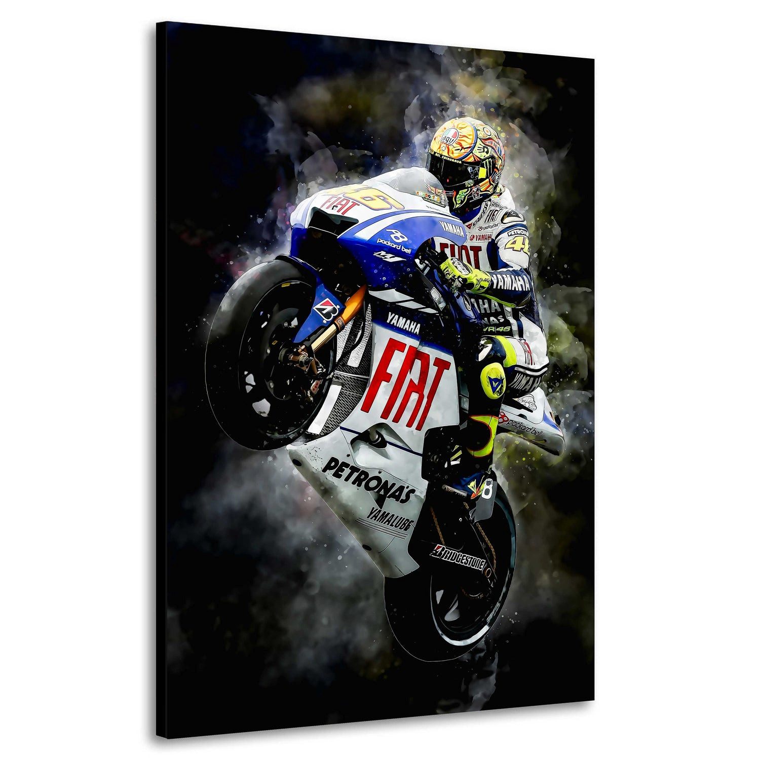 Artedinoi Leinwandbild Motorrad Rennsport Valentino Wheelie Wandbild Leinwandbild Kunst XXL D