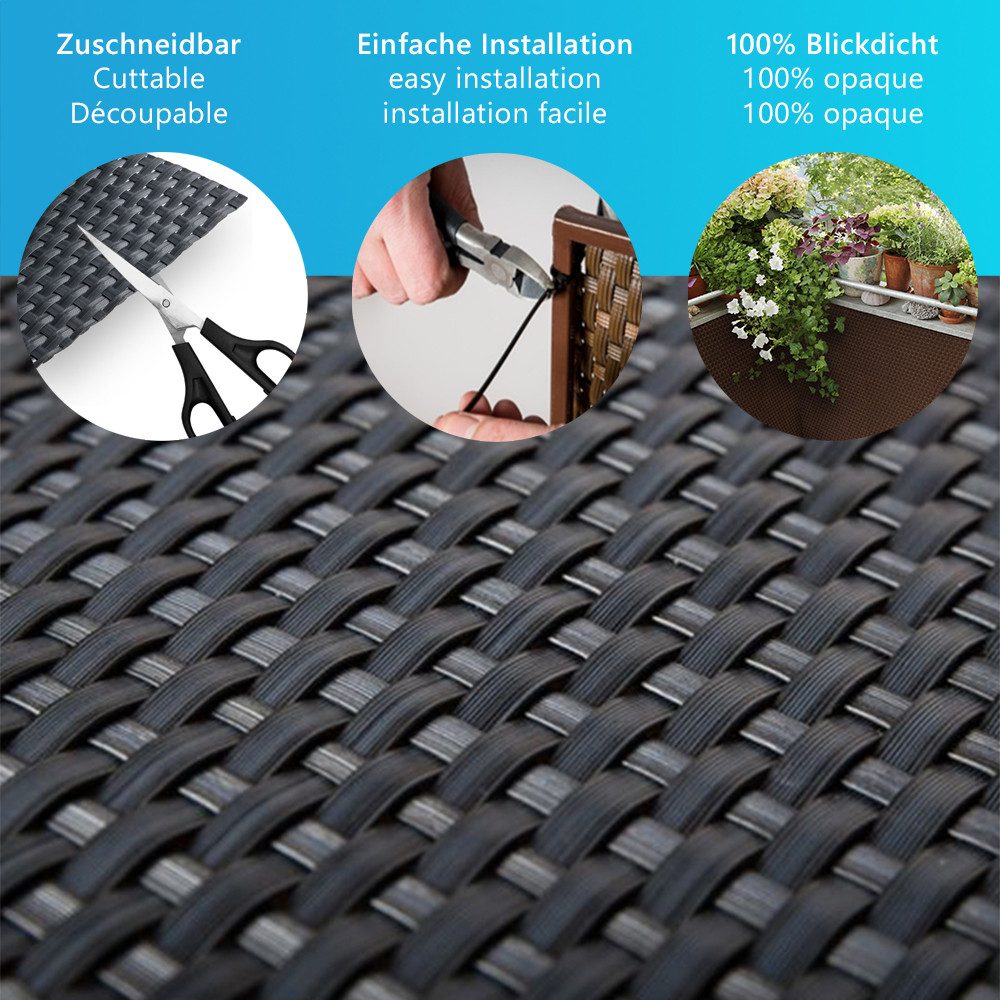 NYVI Balkonsichtschutz Polyrattan Balkon Sichtschutz Privafence Balkonbespannung Metallösen (1-St) UV-fest, Witterungsbeständig, 100% Blickdicht - Balkonumspann – Bild 3 von 5