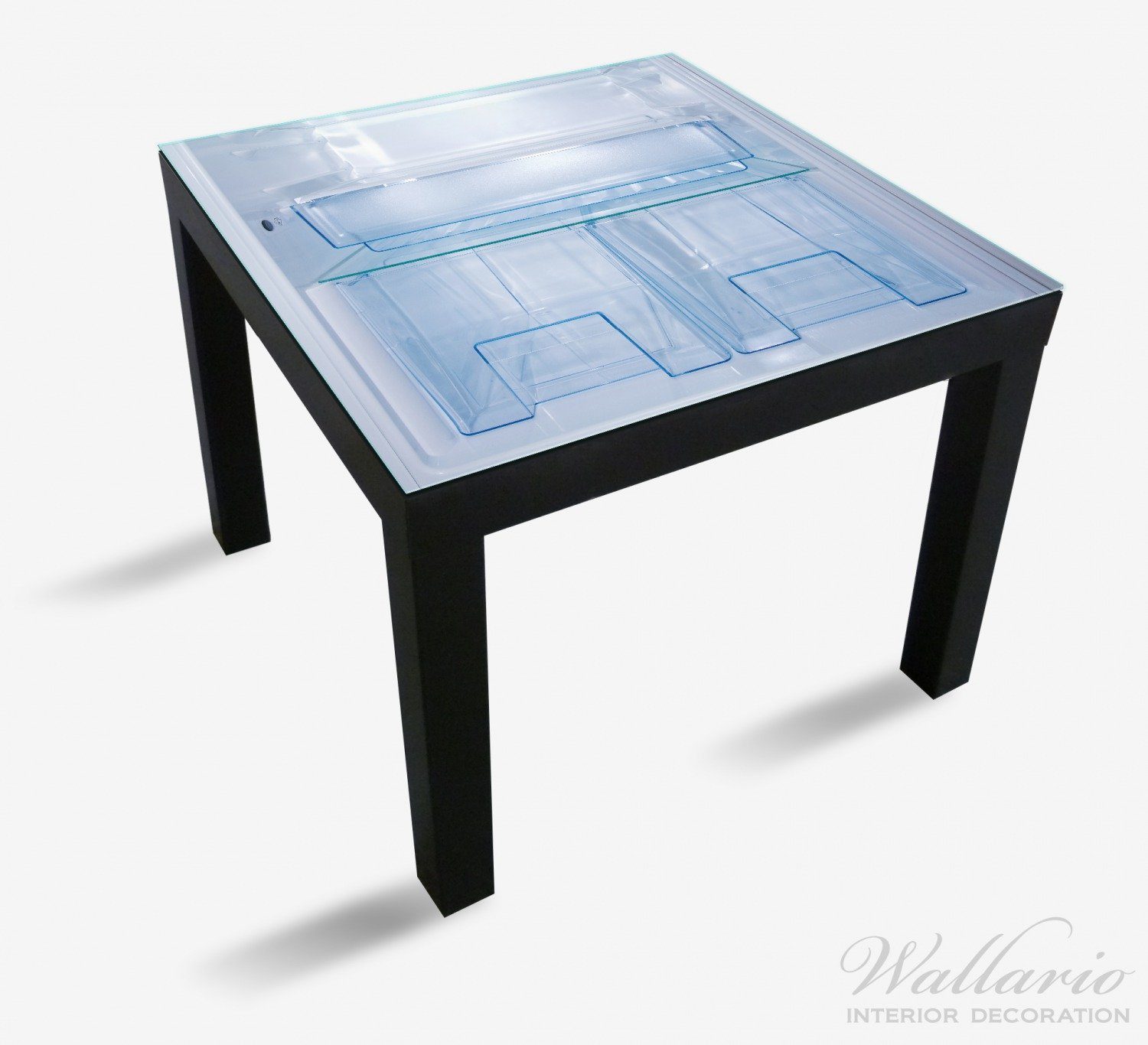Wallario Tischplatte Leerer Kühlschrank - offene Leere ohne Inhalt (1 St), für Ikea Lack Tisch geeignet