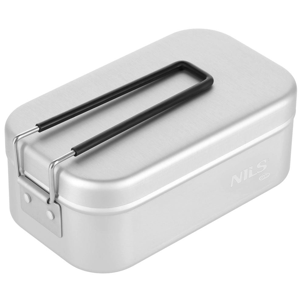 NILS CAMP Lunchbox Alu-Essgeschirr Campingbox, Aluminium, (Spar-Set, 1-tlg., 16, 7 cm leicht, 5 x 6, 5 x 9), 500 ml, Alu, klappbarer Edelstahlgriff