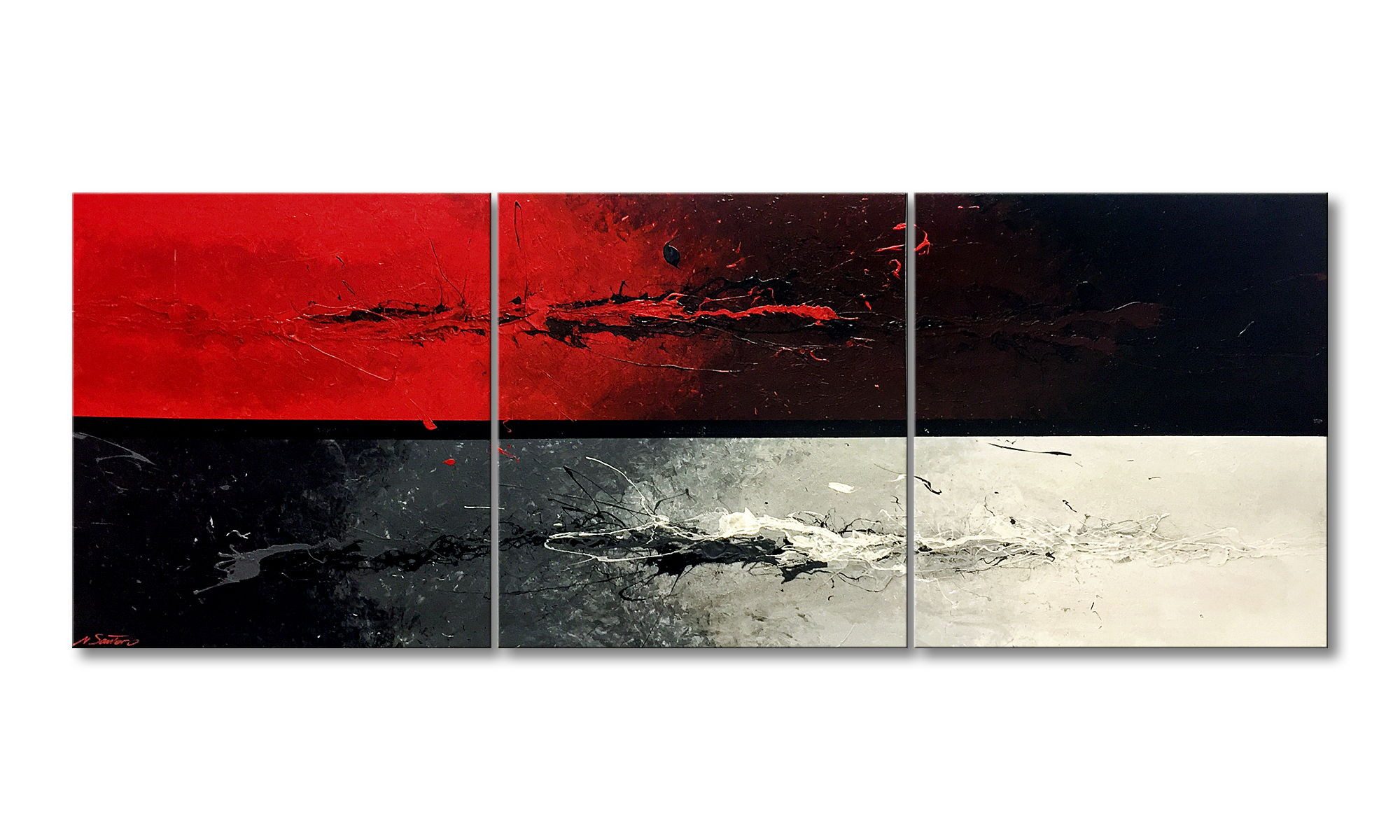 WandbilderXXL XXL-Wandbild Fire And Snow 240 x 90 cm, Abstraktes Gemälde, handgemaltes Unikat