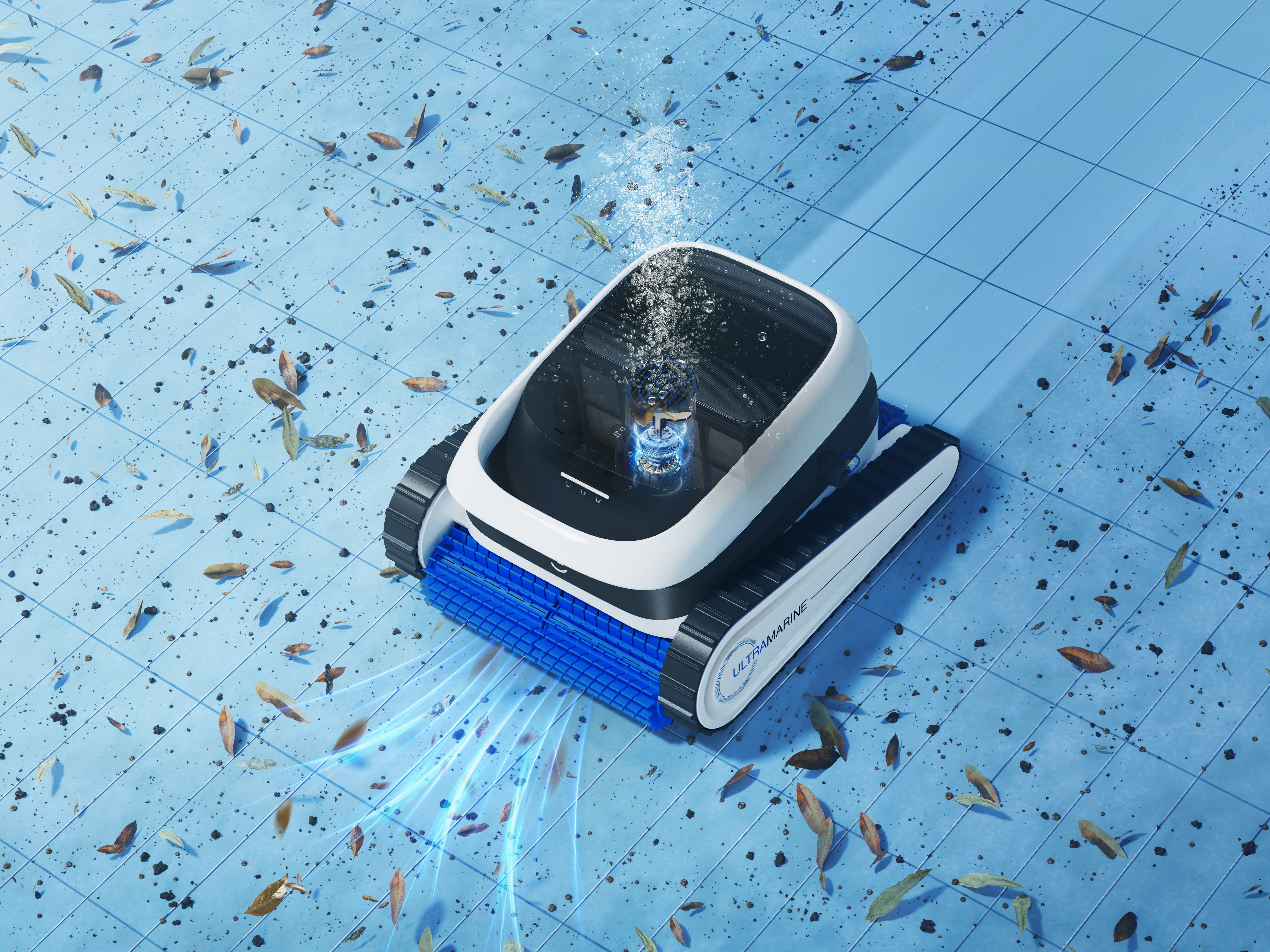 ECOVACS Poolbodensauger ULTRAMARINE P1, (UltraPure-Saugkraft: 18.200 l/h, 4 Bürsten & 2-Schicht-Filter), Vollautomatisch & kabellos, mit SmartNavi-Navigation
