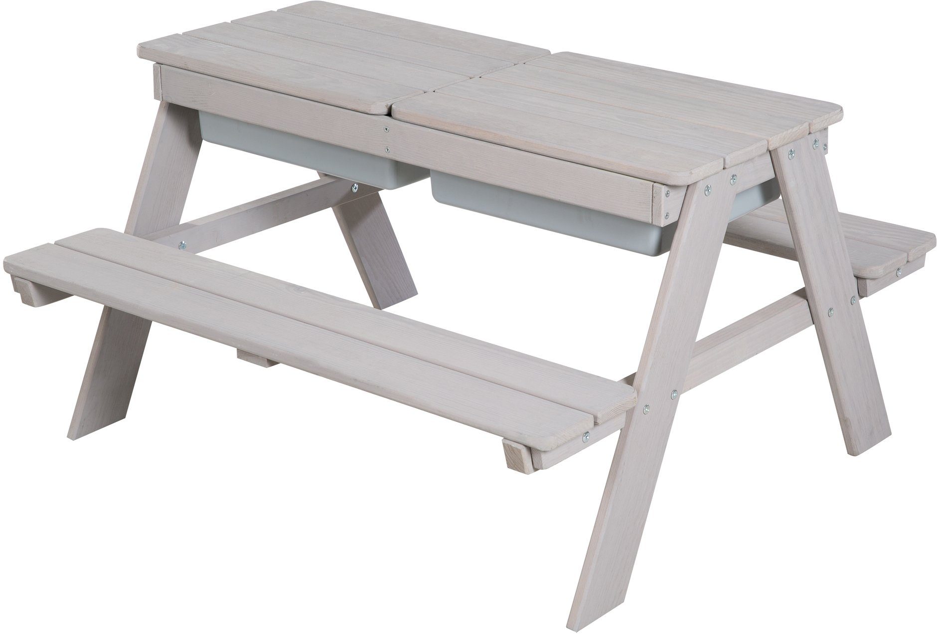 roba® Kindersitzgruppe Picknick for 4 Outdoor + mit Spielwannen, Grau, (Set), mit abgerundeten Ecken; inklusive Sitzauflagen Â»Little StarsÂ«