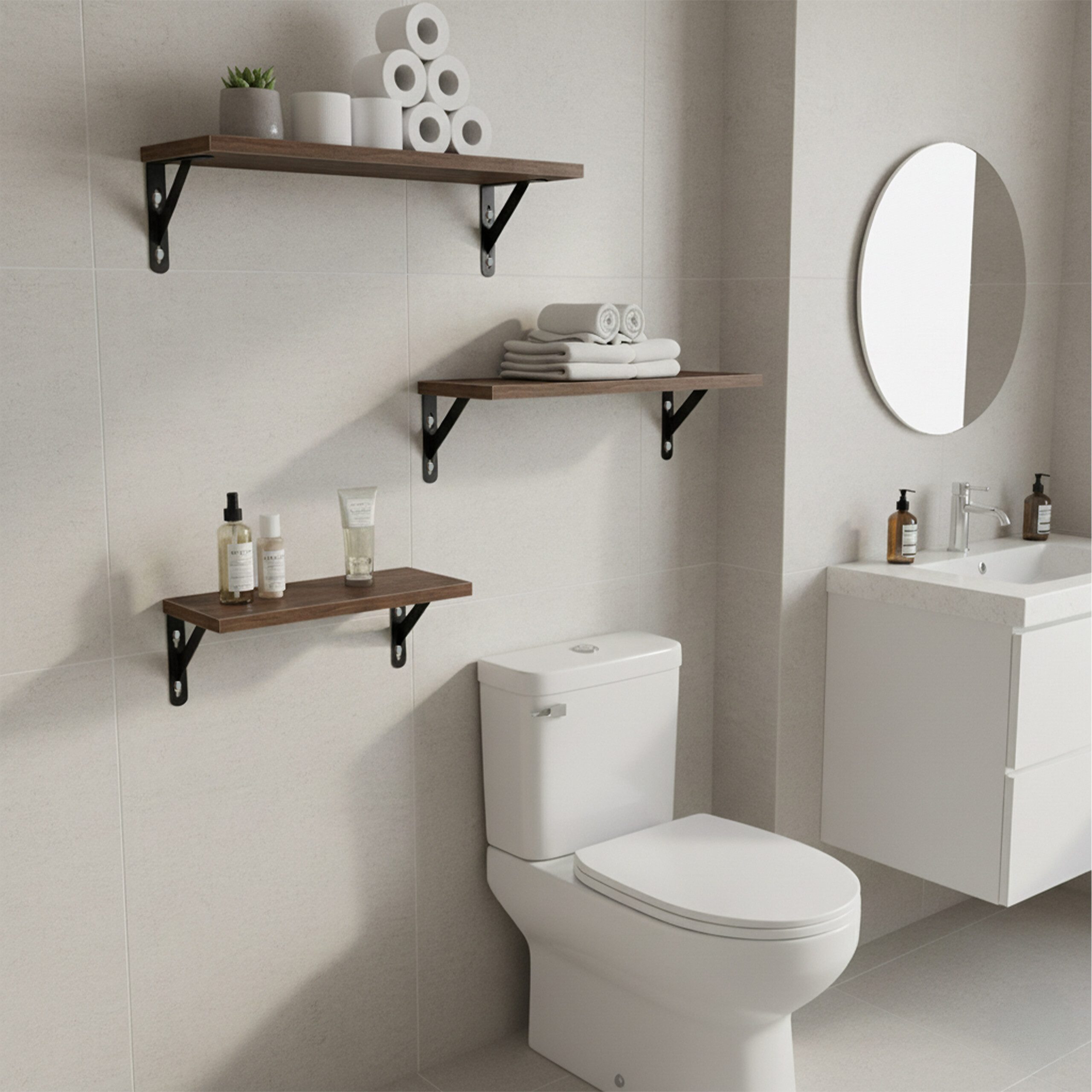 relaxdays Wandregal Set 3 Größe, 3-tlg., Vintagebraun günstig online kaufen