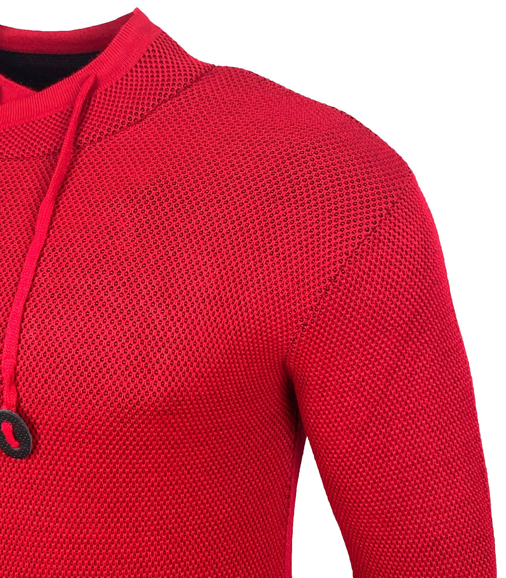 Baxboy Baxboy Rot Pullover Moderner Meliert Stehkragen Männer schwarzer Strickpullover