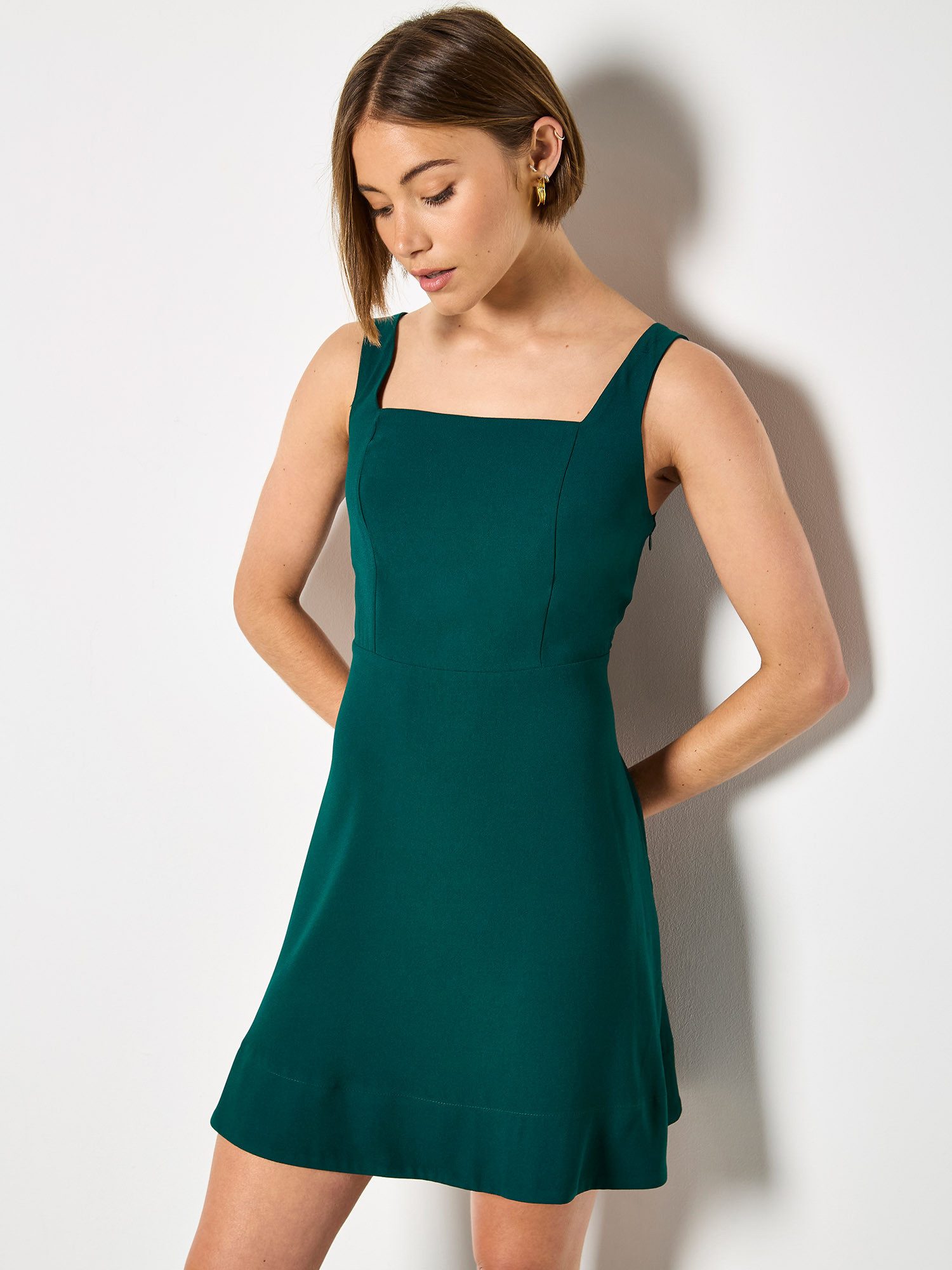 Apricot Minikleid Mini-Kleid aus Krepp mit Fit-and-Flare-Schnitt Einfarbig günstig online kaufen
