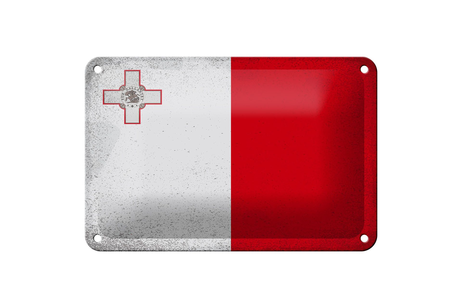 Femer GmbH Metallschild Flagge Malta 18x12cm Flag of Malta Vintage, (1 St), gewölbte Oberfläche, abgerundete Ecken, umgeschlagene Kanten