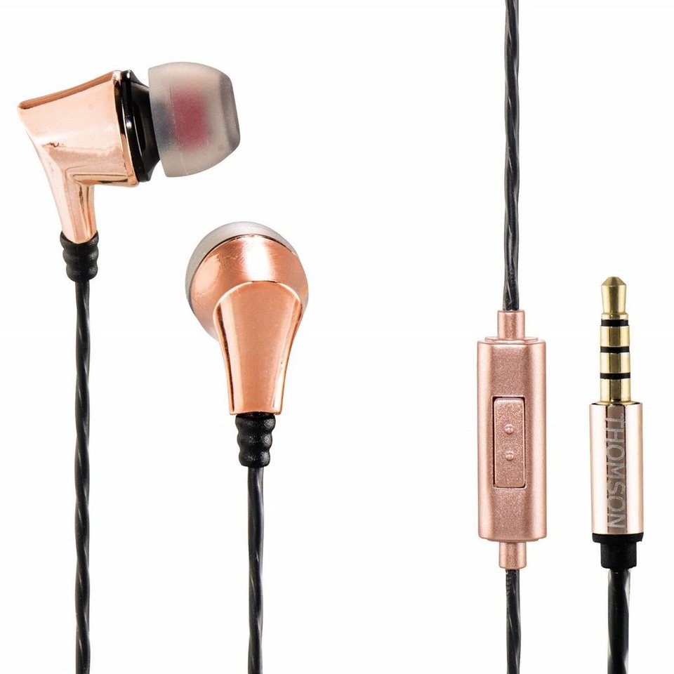 Thomson In-Ear Headset 3,5mm Klinke Kupfer Ohrhörer Smartphone-Headset  (Anruffunktion, Mikrofon, Wiedergabe-Steuerung, 3,5mm, Mikrofon  Fernbedienung, Silikon-Ohrpolster, 3,5mm Klinken-Stecker)