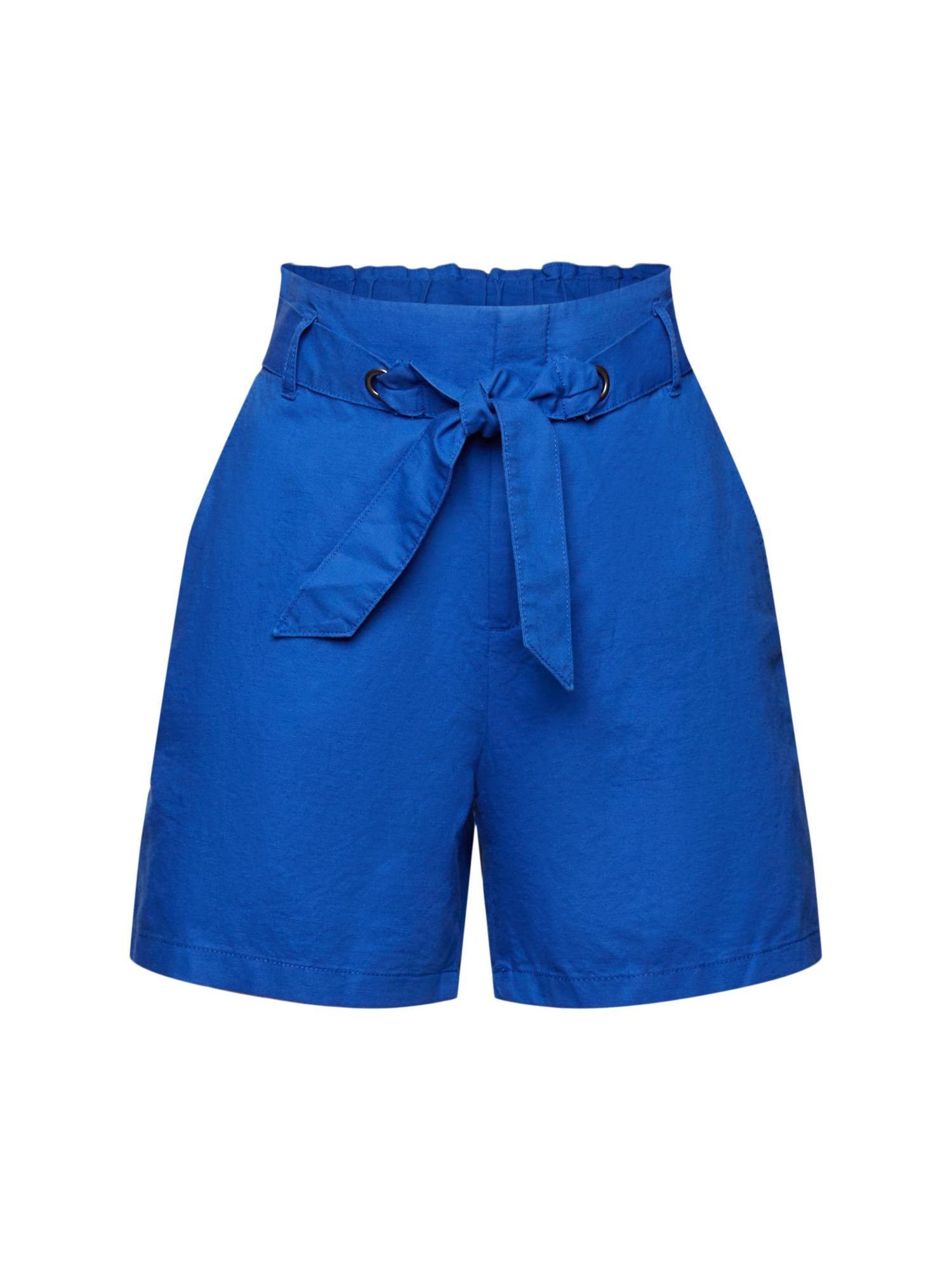 (1-tlg) Shorts mit Bindegürtel, Esprit INK Baumwoll-Leinenmix Shorts