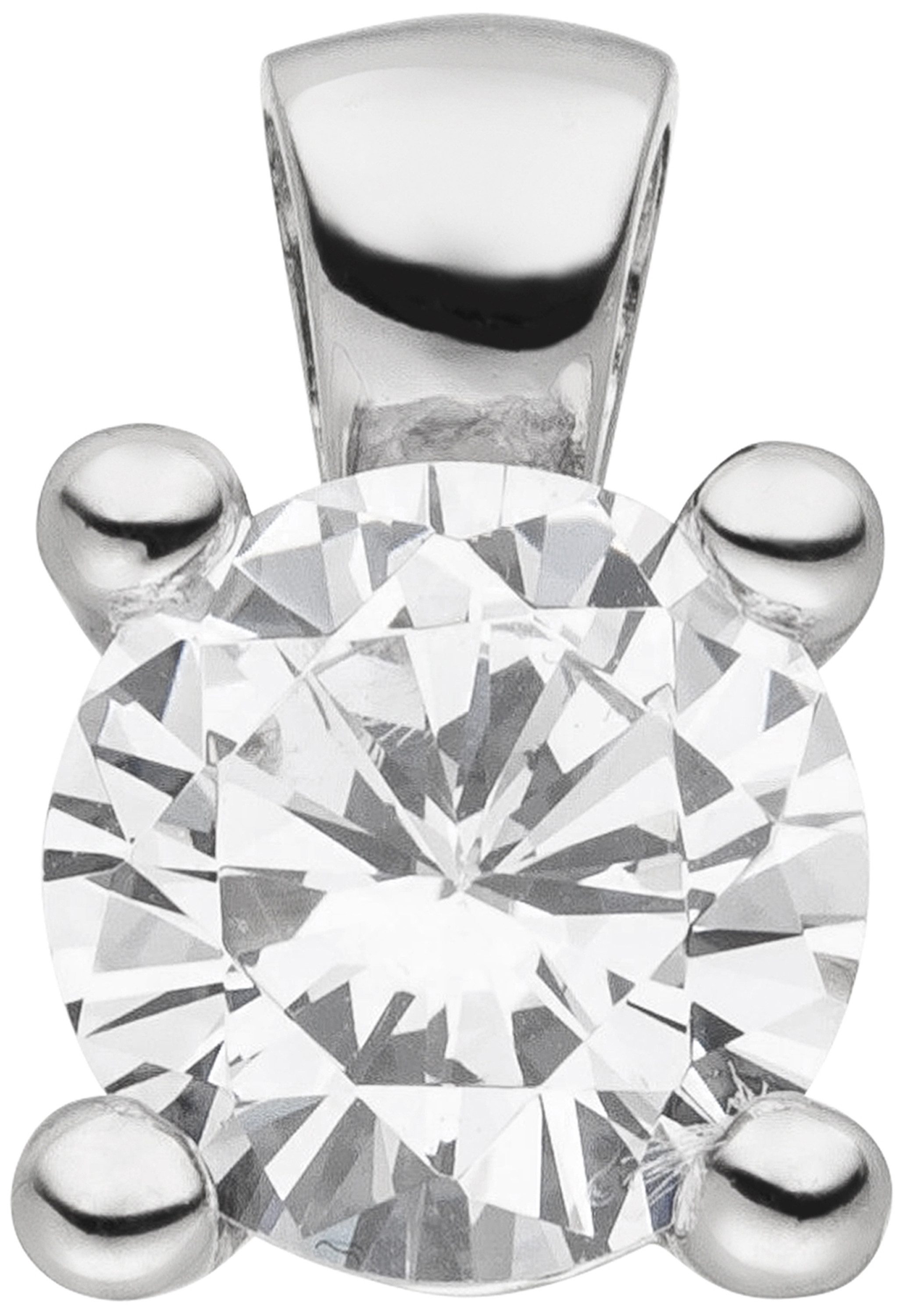 JOBO Kettenanhänger Anhänger Silberanhänger 15 mm, 925 Silber rhodiniert mit Zirkonia
