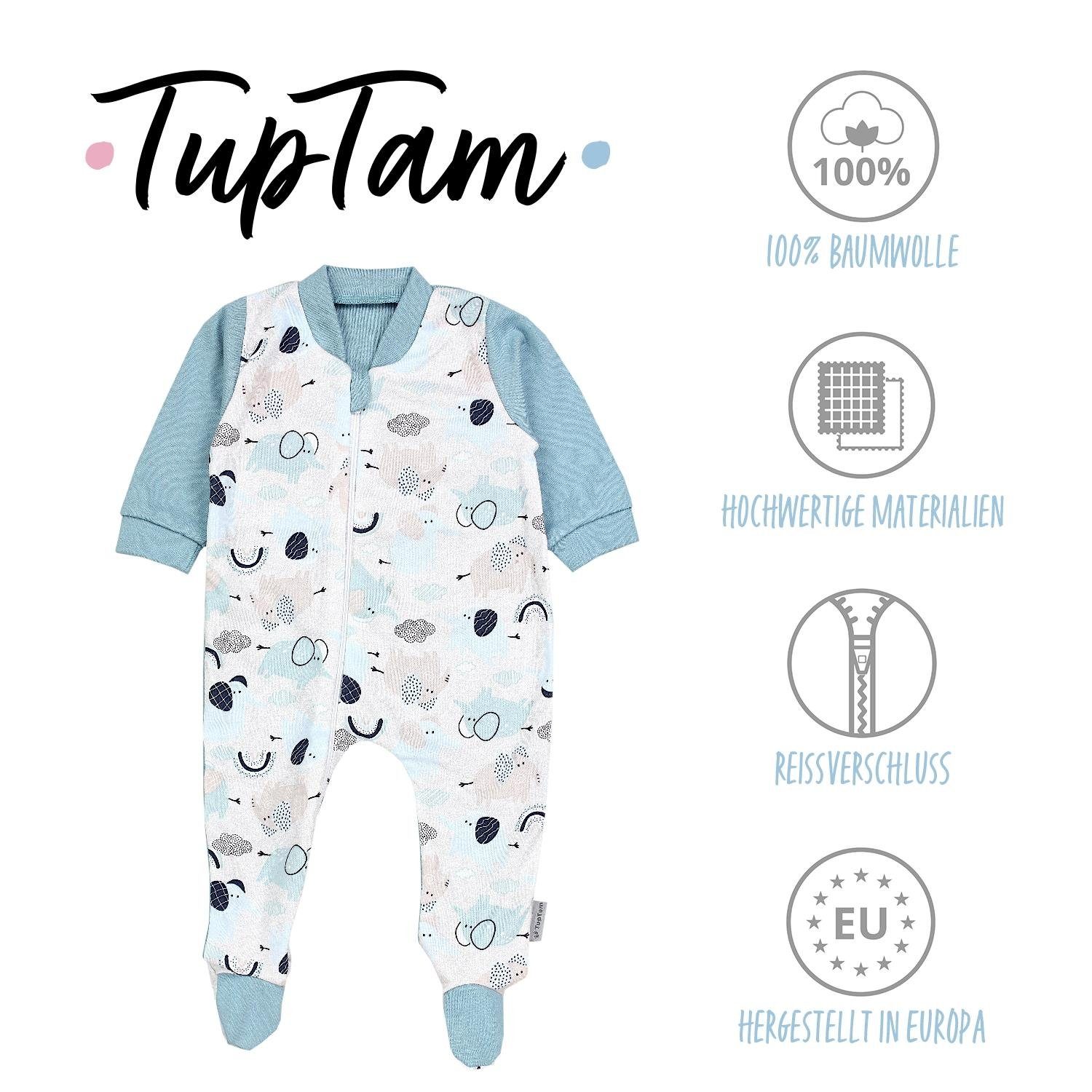 Schlafoverall TupTam / Hunde Schlafstrampler mit Grau Unisex / Fuß Mintgrün Blau Pack 3er Dorf Elefanten Schlafanzug