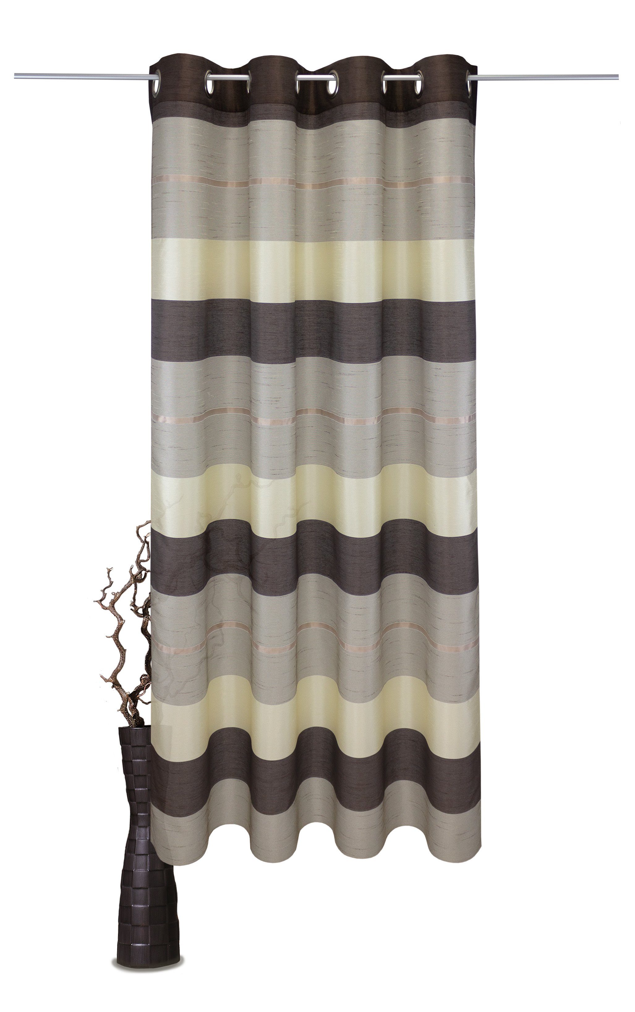 Vorhang Ösen beige-mocca Solea, (1 Schal halbtransparent, St), Polyester, VHG,