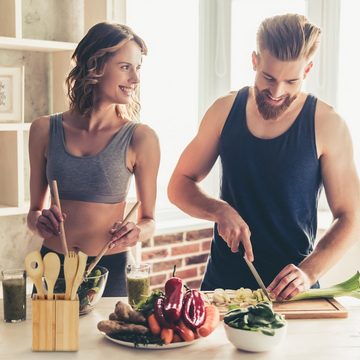 relaxdays Besteckhalter Küchenutensilienhalter mit Kochlöffeln