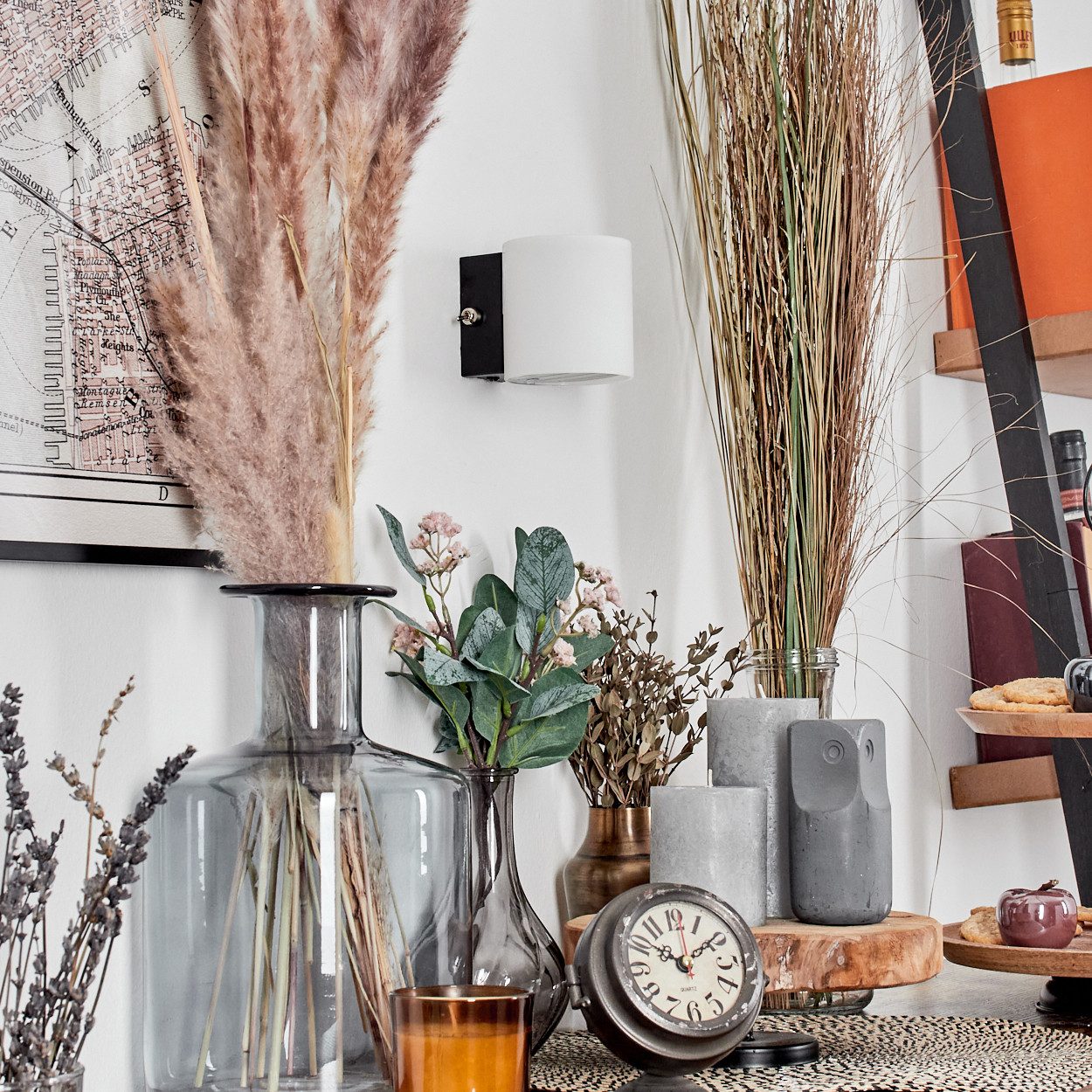 hofstein Wandleuchte Wandlampe aus Metall/Glas in Schwarz/Weiß, ohne Leucht günstig online kaufen