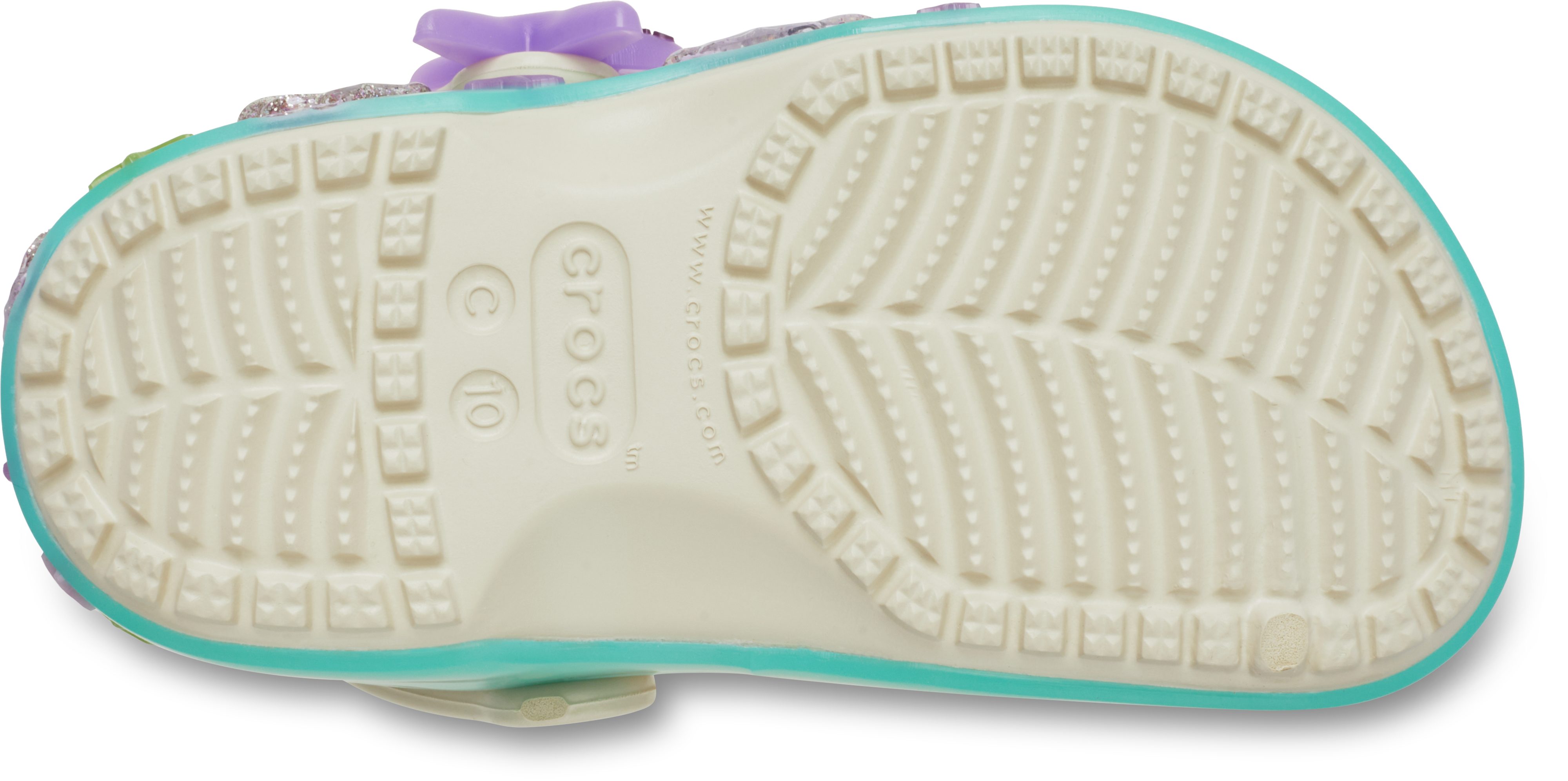 Crocs Classic Sea Sparkle Shaker Clog Sommerschuh, Strandschuh mit Glitter-Muscheln