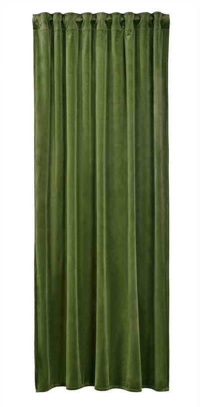 Vorhang Verdeckter Schlaufenschal MAGNUM, 135 x 245 cm, Gözze, verdeckte Schlaufen, halbtransparent, Polyester, Tannengrün, Samtoptik