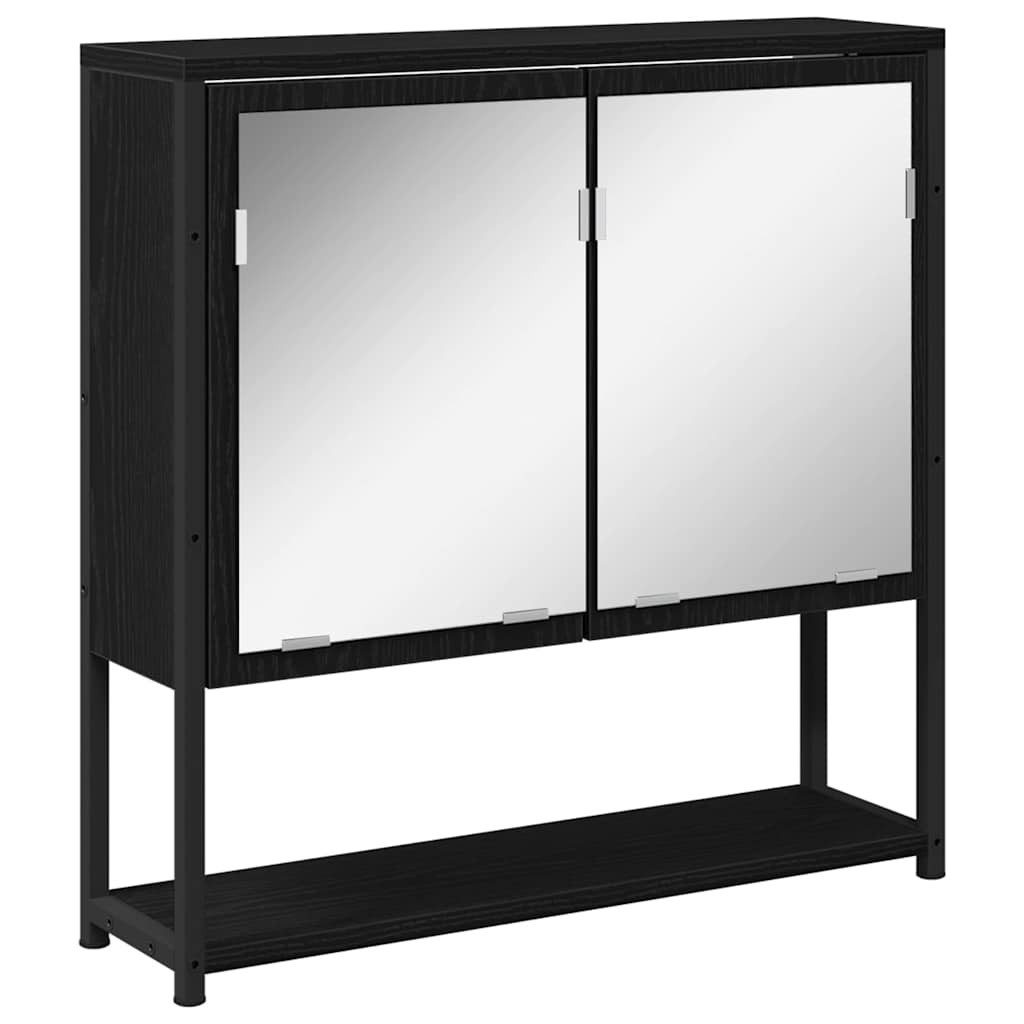 vidaXL Badezimmerspiegelschrank Badezimmerspiegelschrank mit Tür Schwarze Eiche 60 x 16 x 60 cm (1-St)