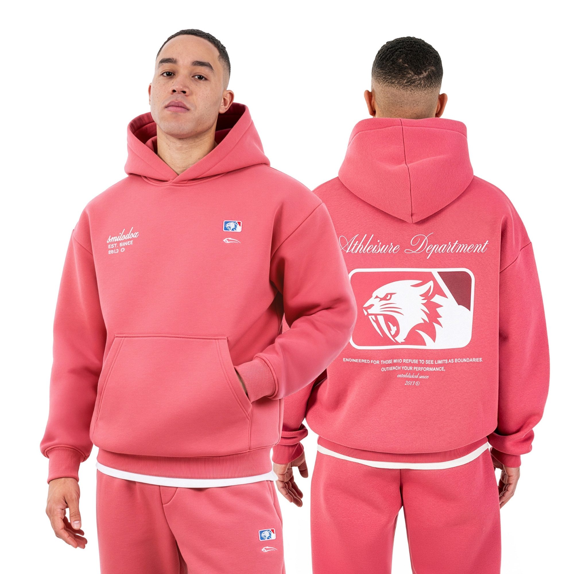 Smilodox Hoodie Striver, Kapuzenpullover Oversized mit Backprint, Kängurutasche Rippbündchen Smilodox Patch Brustprint Streetwear Gym Freizeit