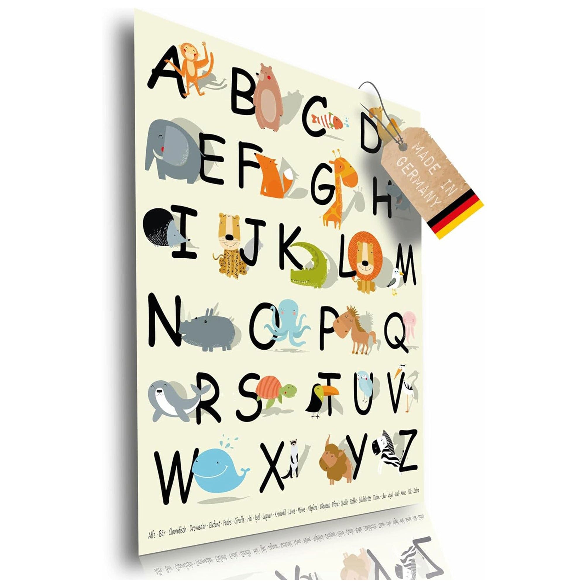 Lineo Poster Tier ABC Lernbild für Kinder 59x42 cm bunt