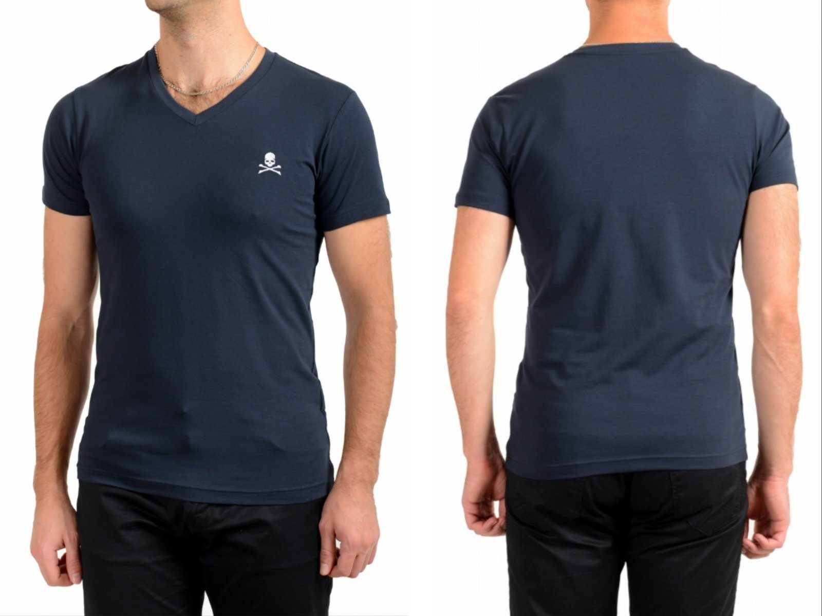 V-Ausschnitt, Philipp Blau T-Shirts, T-Shirt PHILIPP Plein PLEIN