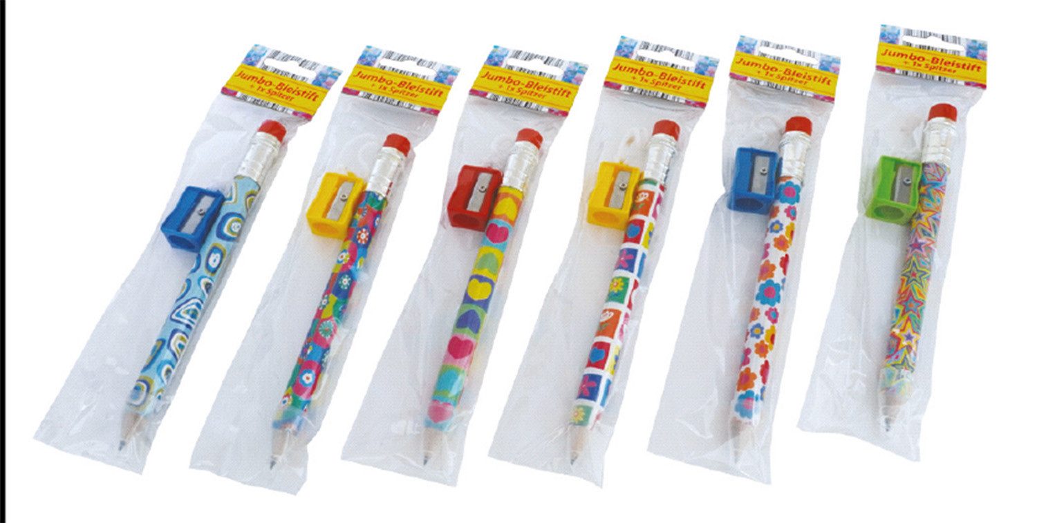 Bleistift Jumbo Bleistift – Dickmine, 1 Stück, Zufallsdesign, (Stück, 1-tlg., Jumbo-Bleistift), Bleistift Jumbo Dreikant HB lackiert bruchsicher