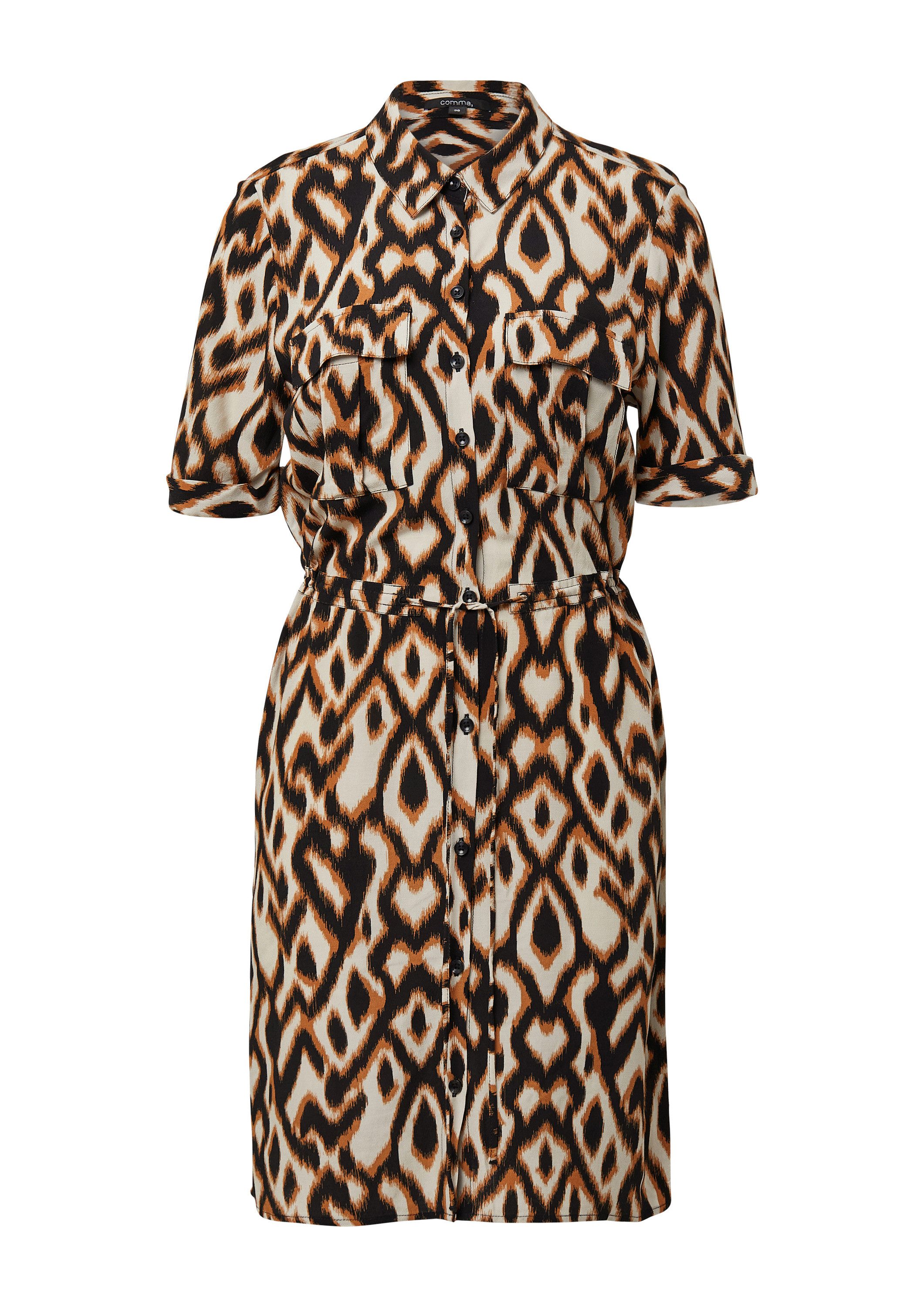 comma Minikleid Kleid Fließendes Crêpe-Kleid mit All-over-Print günstig online kaufen