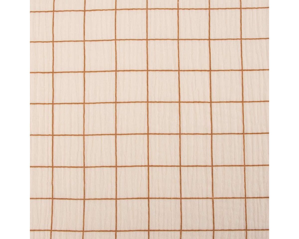 Thumbnail - SCHÖNER LEBEN. Stoff Musselin Stoff Baumwolle Meterware Gitterkaro ecru braun 1,30m Breite, atmungsaktiv