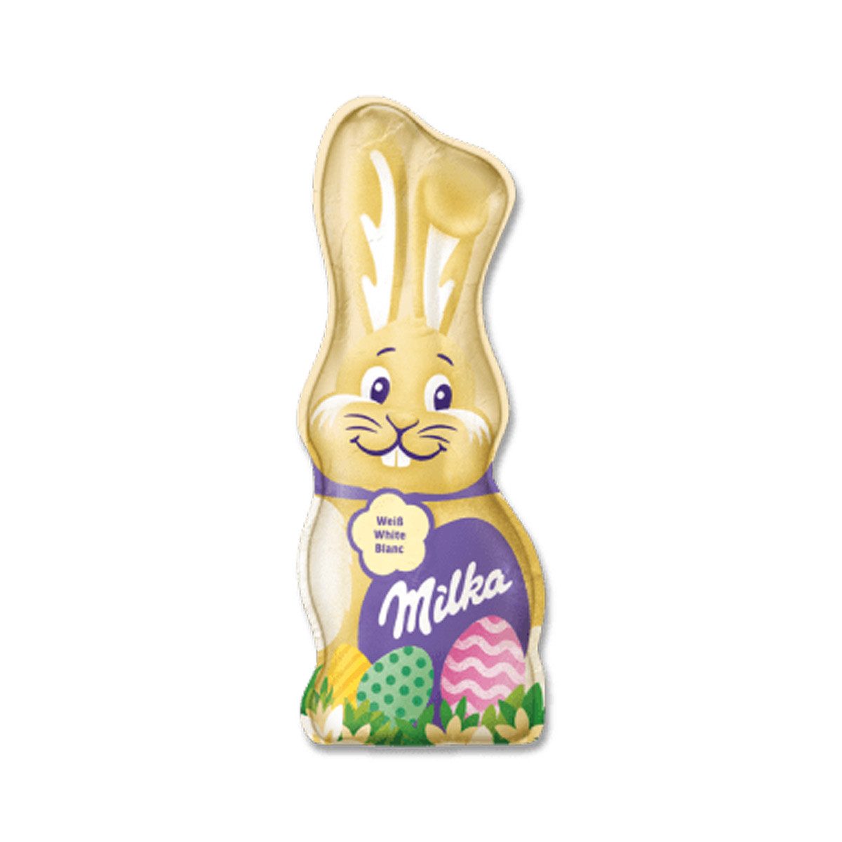 MILKA Schokolade, Milka Schmunzelhase aus weißer Schokolade Osterhasen Hohlfigur 45g