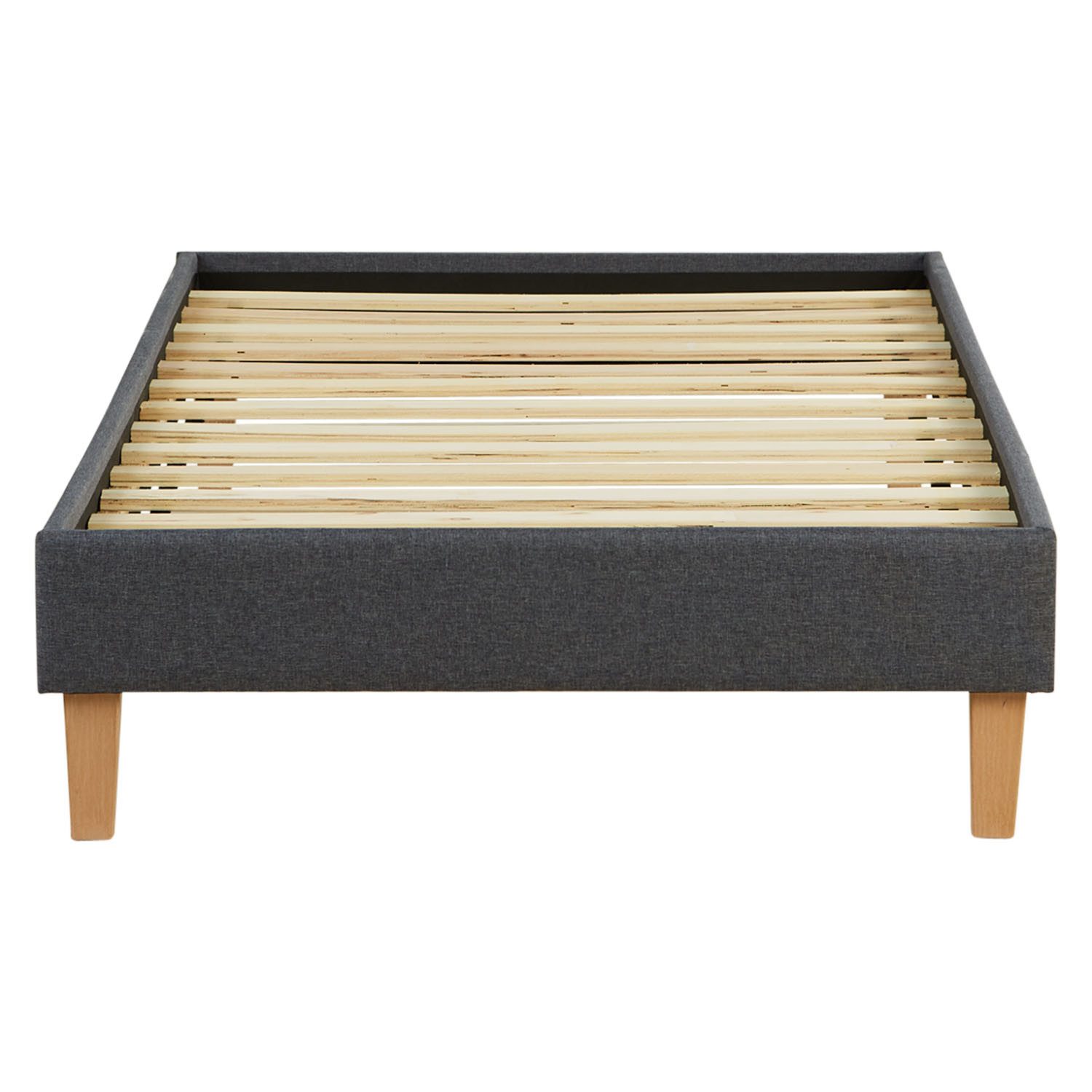 Homestyle4u Polsterbett 90x200 Futonbett mit Lattenrost Einzelbett Jugendbett Bettgestell Grau (Komplett-Set mit Lattenrost, Matratze OEKO-TEX® Standard 100), Holzbeine