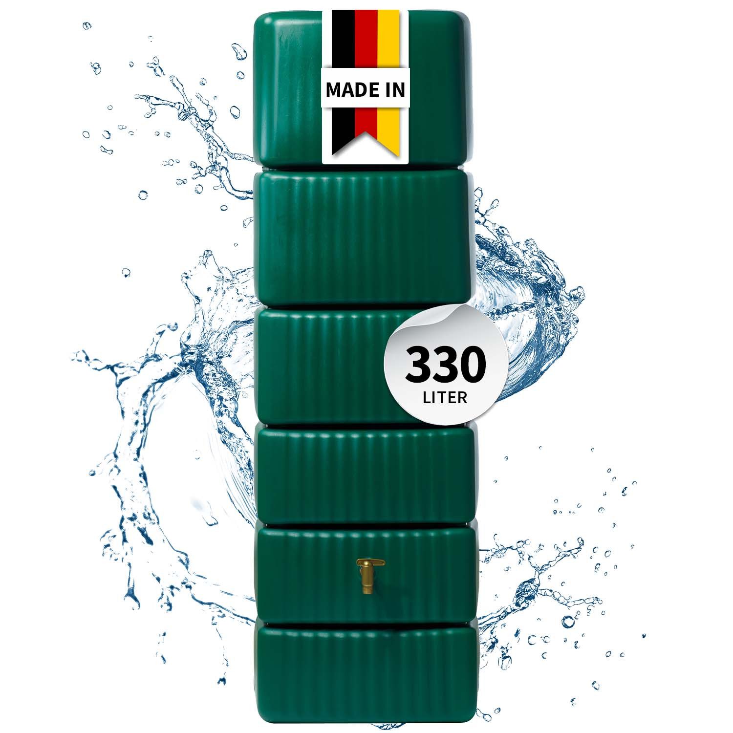 4rain Regentonne SLIM Wandtank 330 Liter dunkelgrün, 330 l