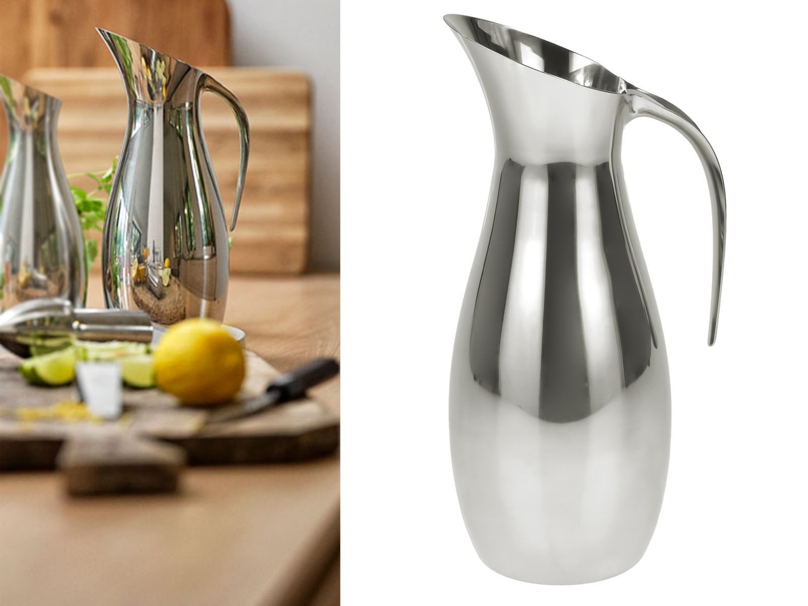Zone Denmark Karaffe Rocks, 30cm hoch, 1.7 Liter Volumen, mit Griff, aus Stahl
