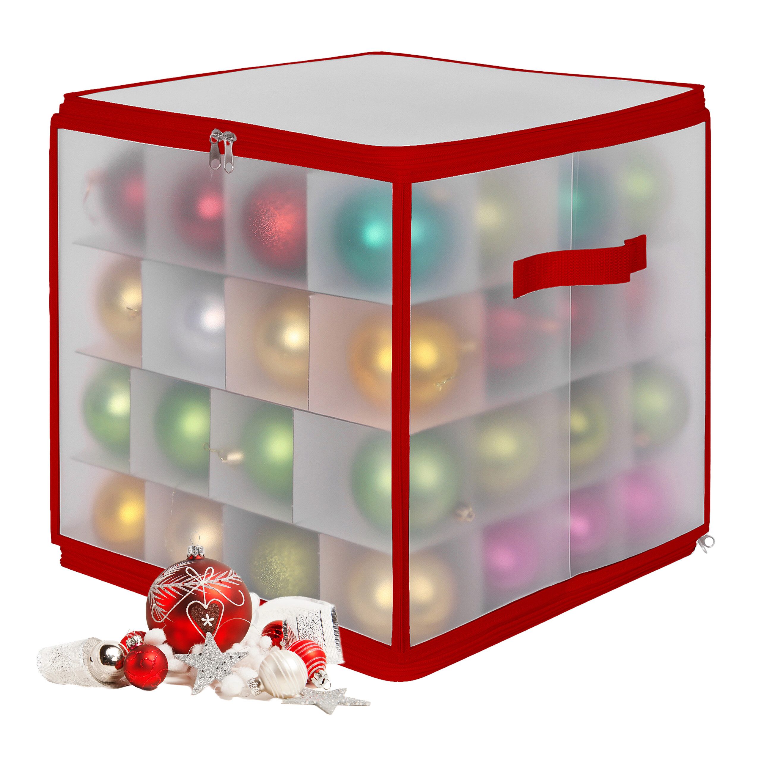relaxdays Aufbewahrungsbox Weihnachtskugel Aufbewahrungsbox (1 St), rot, L