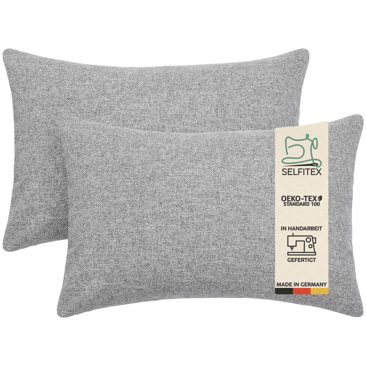Selfitex Dekokissen 2er Set, 30x50/40x40/40x60/50x50 inkl. Füllkissen, Farben zur Auswahl, robuster Polsterstoffbezug mit weichen Füllkissen