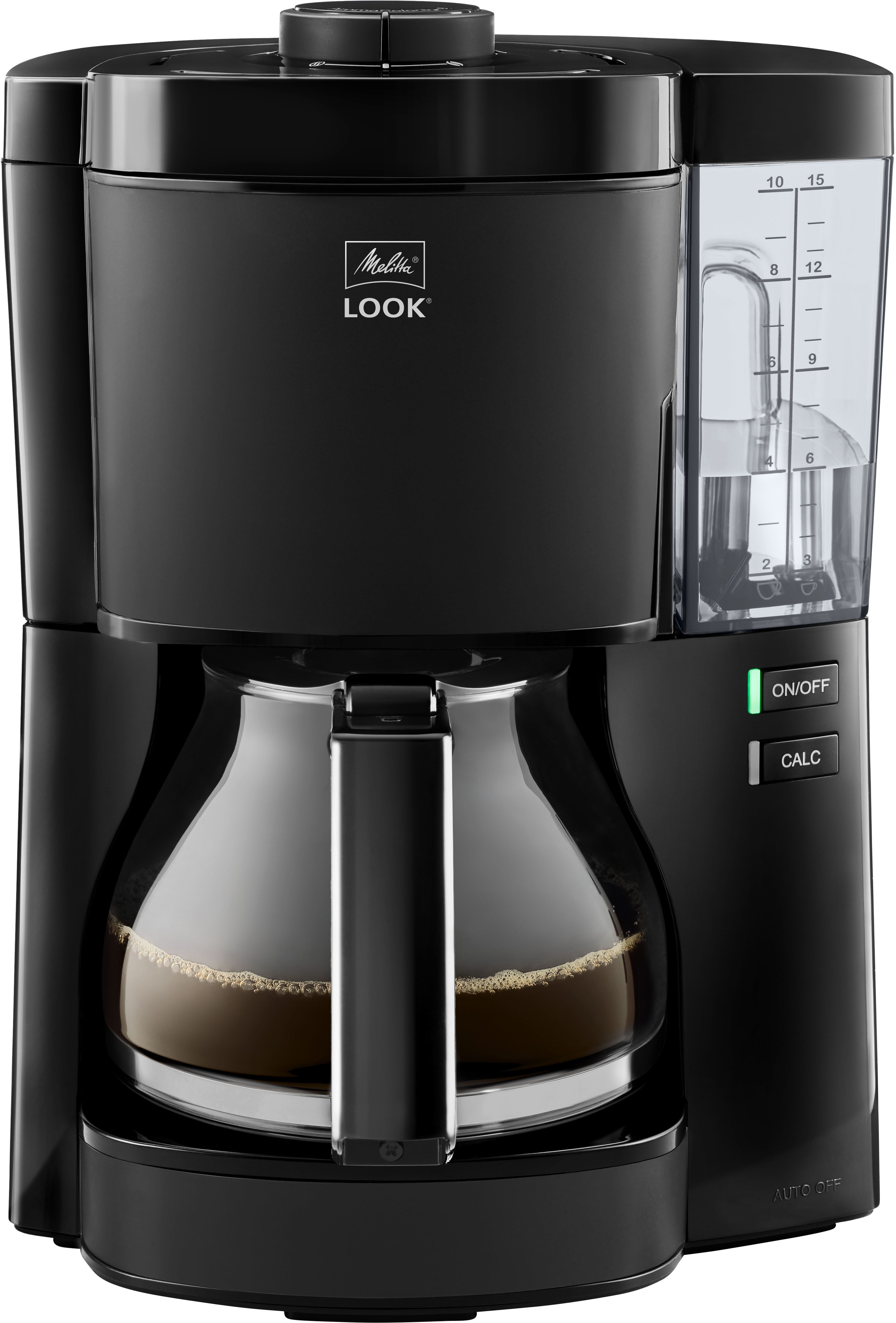 Melitta Filterkaffeemaschine Look® Glas 1025-02 Black Edition, 1,25l Kaffeekanne, Papierfilter 1x4 schwarz