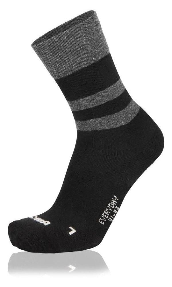 Lowa Socken Tagessocke Crew Everyday (Merino/Baumwolle) schwarz gestreift - 1 Paar