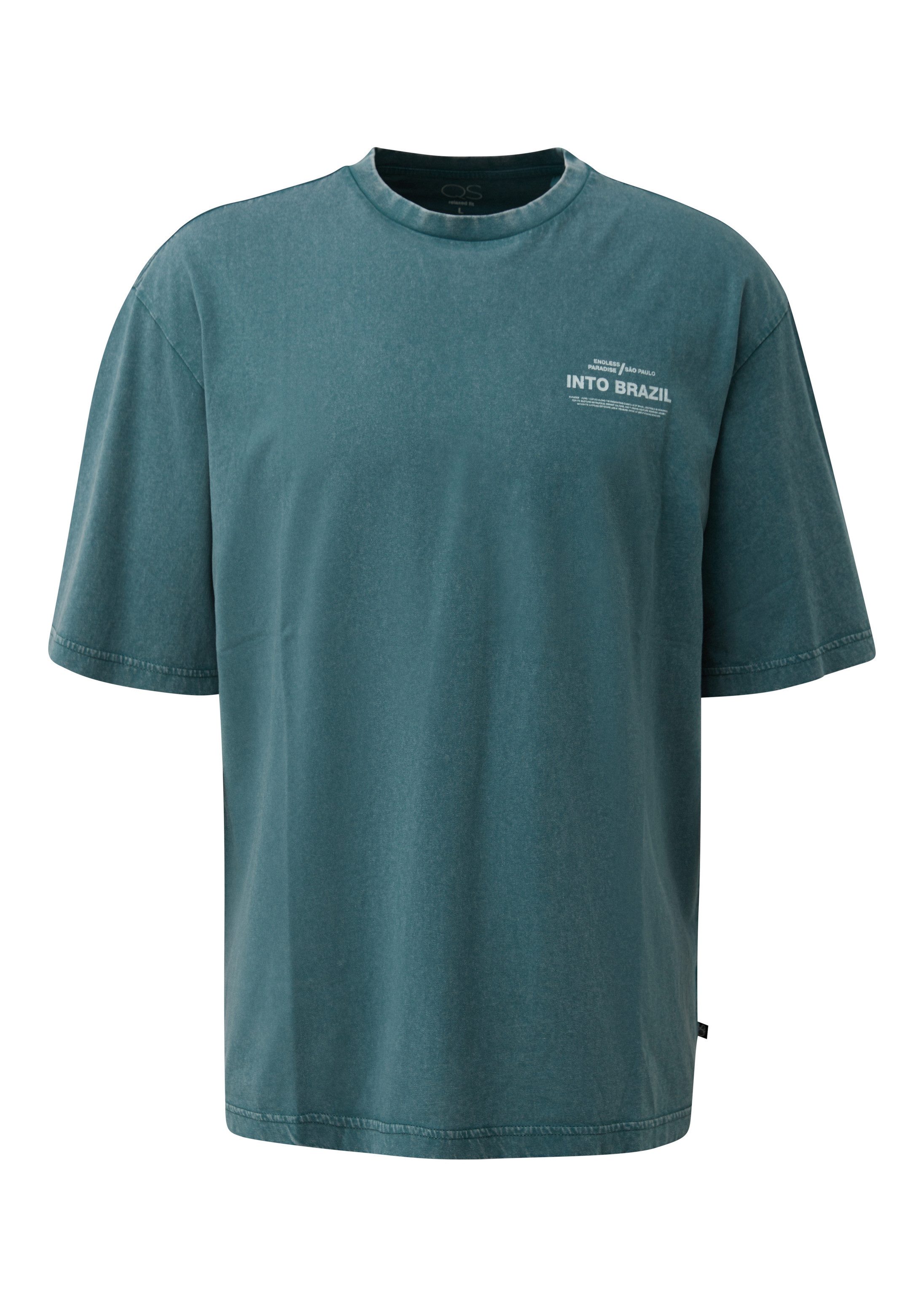 QS Kurzarmshirt T-Shirt Gewaschenes T-Shirt im Relaxed Fit
