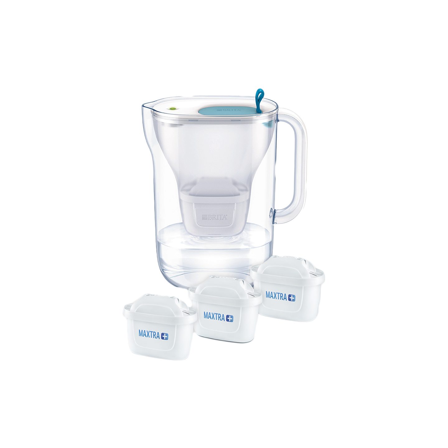 BRITA Wasserfilter Brita Wasserfilterkanne Style LED 2.4L + 3x Maxtra Plus Wasserfilter