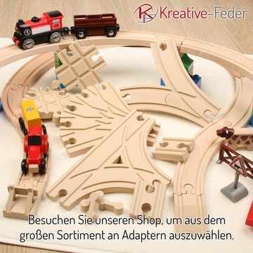 Kreative Feder Spielzeugeisenbahn-Kreuzung Schienen- Kreuzung - Erweiterung für Holz-Eisenbahnen, (1-tlg), aus Bio-Kunststoff; kompatibel mit Eichhorn, Brio, Haba, Thomas,...