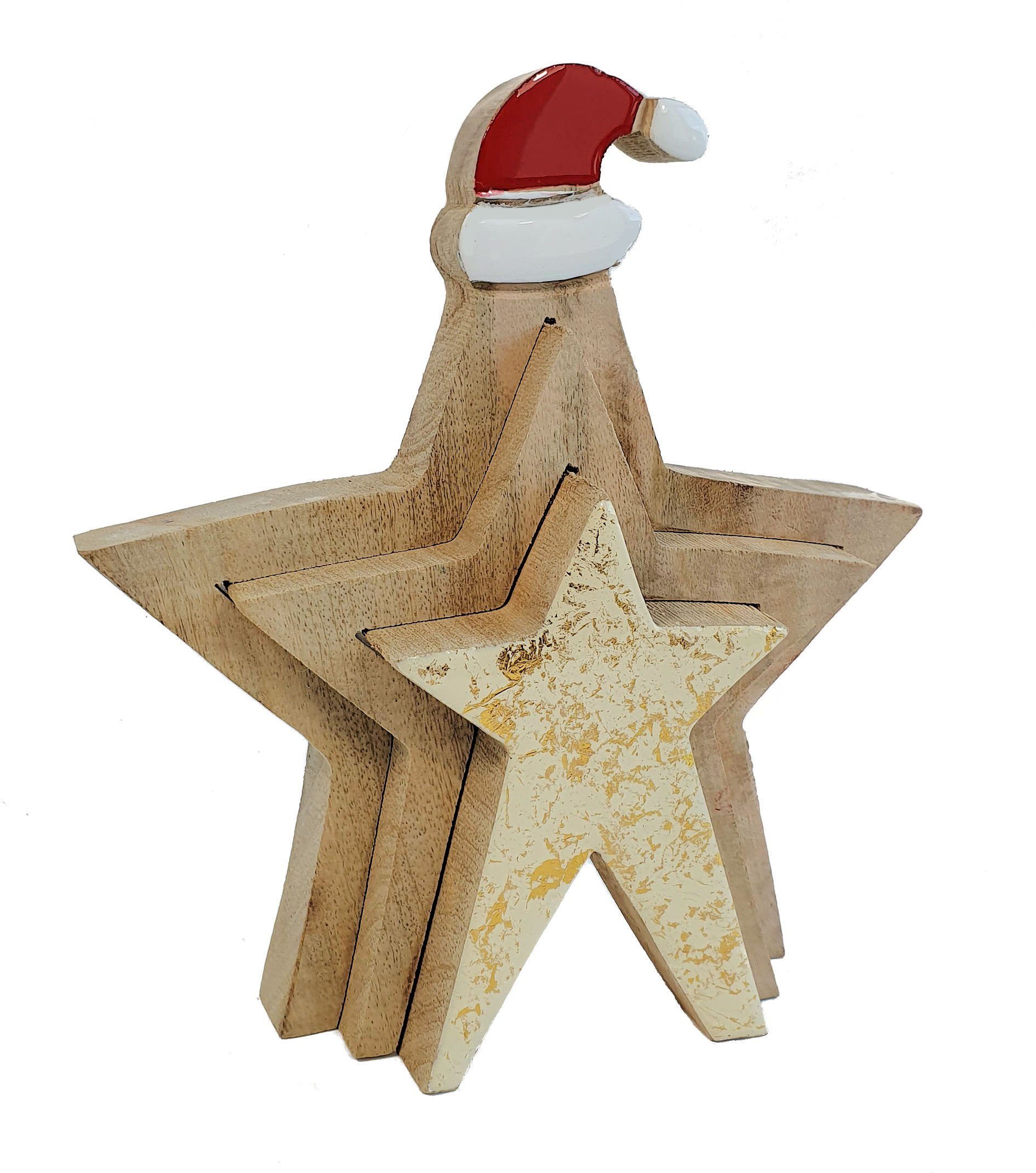 Spetebo Weihnachtsfigur 3D Mango Holz Stern - 21 x 20 cm