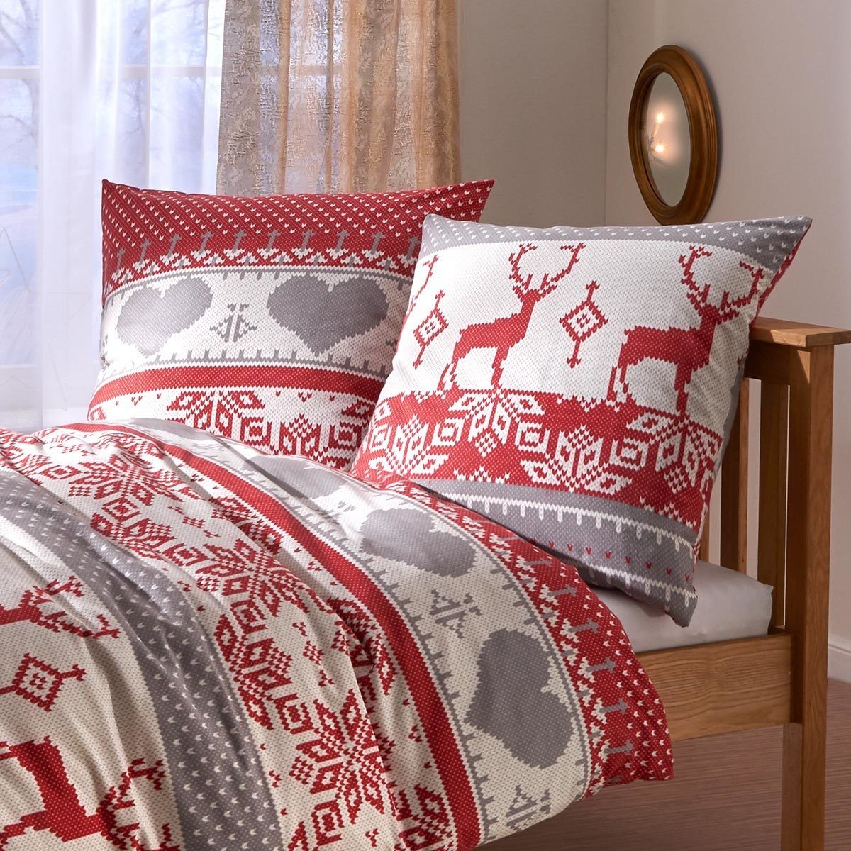 TRAUMSCHLAF Bettwäsche Hirsch, Flanell, 2 teilig, Flanell-Winterbettwäsche günstig online kaufen