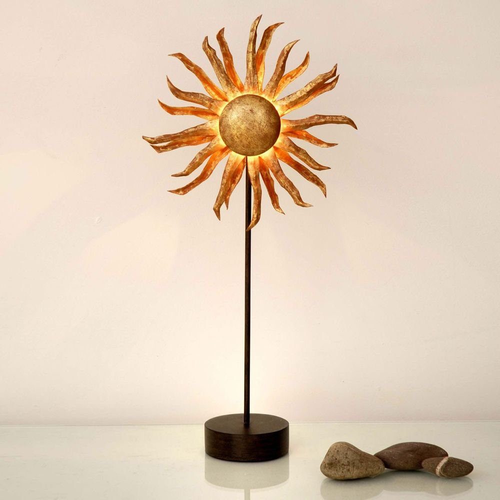 Holländer Tischleuchte 6-flammig Sonne Eisen Braun-Schwarz-Gold gold, braun, schwarz