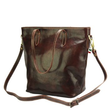 FLORENCE Schultertasche Florence Echtleder Damen Schultertasche (Schultertasche), Damen Leder Schultertasche, Shopper, Businesstasche, braun ca. 32cm