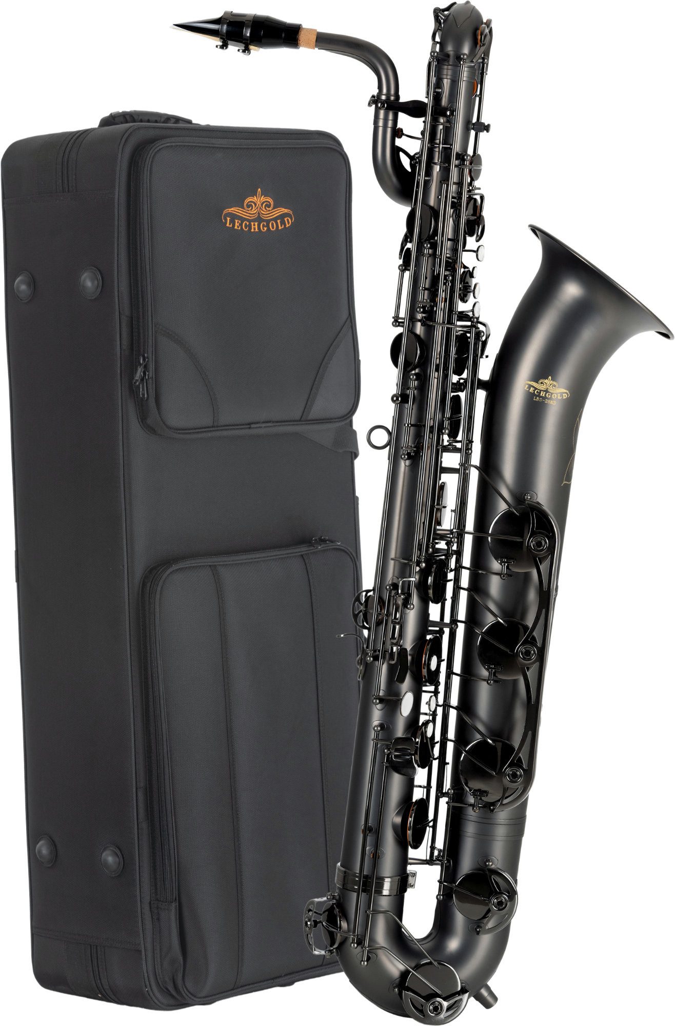 Lechgold Saxophon LBS-25 Baritonsax SET - Mit edlem Finish!, Spar-Set, 8-St., Hoch Fis-Klappe, Tief A-Klappe, C# - Bb Wippe für die linke Hand, Stimmung: Eb