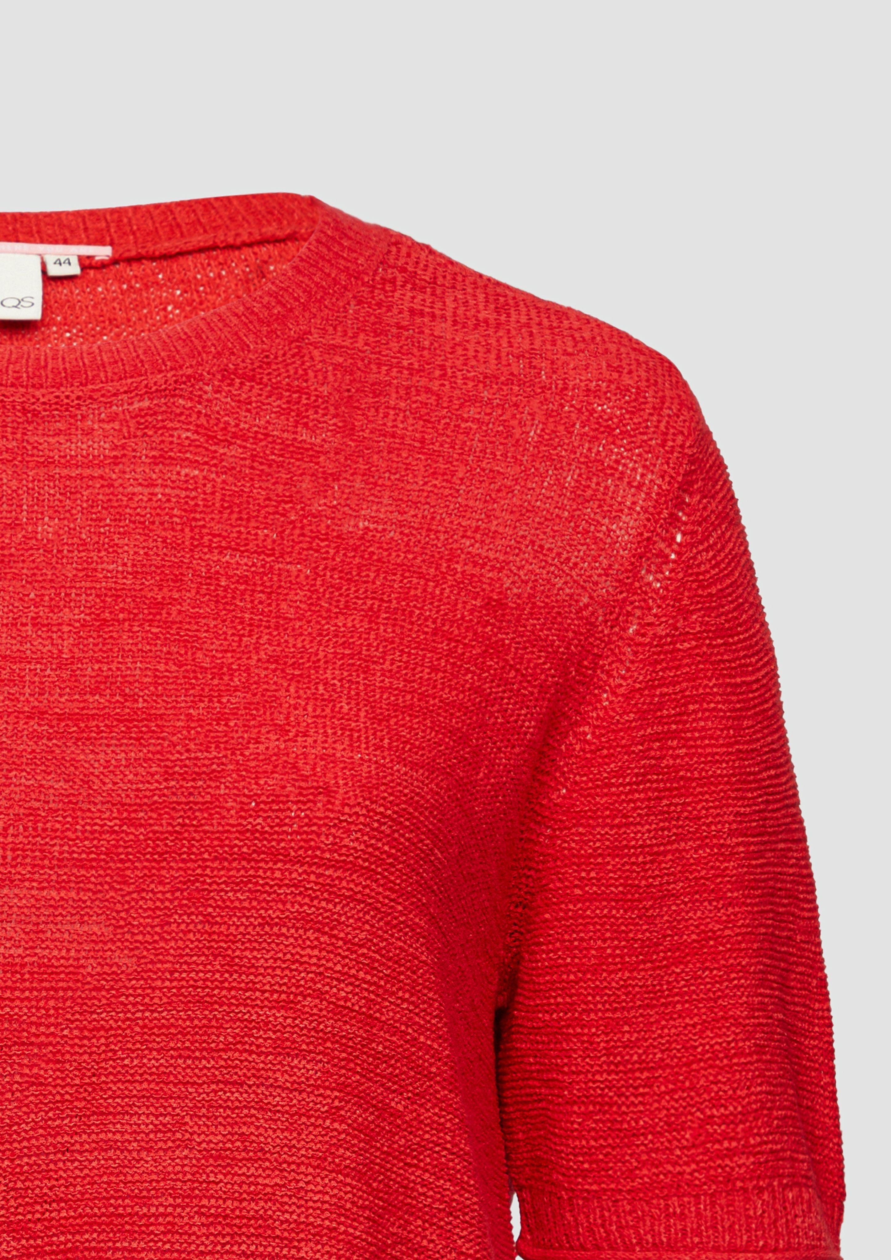 QS Strickpullover Kurzarmpullover aus Bändchengarn günstig online kaufen