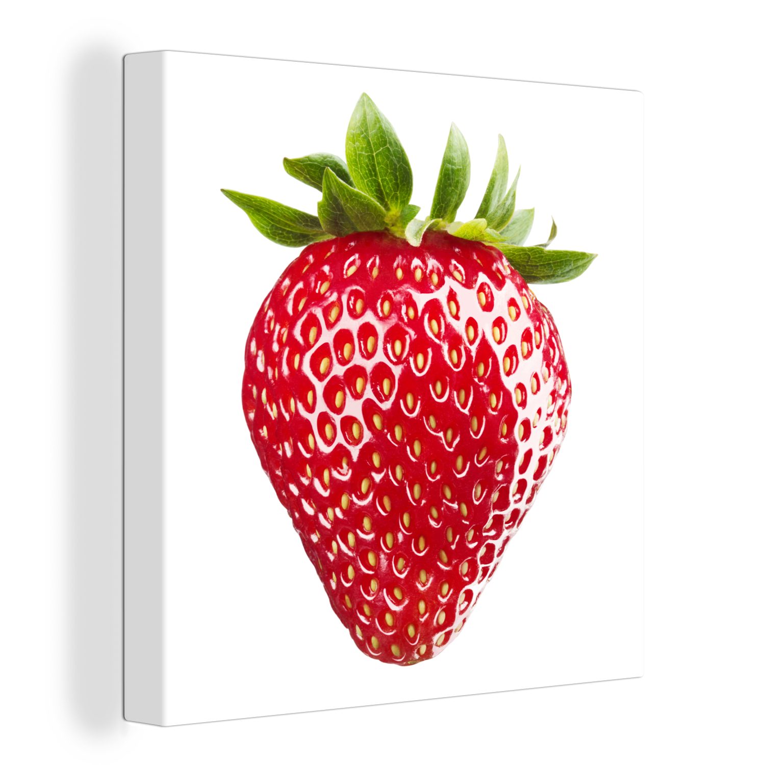 OneMillionCanvasses® Leinwandbild Erdbeere - Obst - Weiß, (1 St), Leinwand Bilder für Wohnzimmer Schlafzimmer
