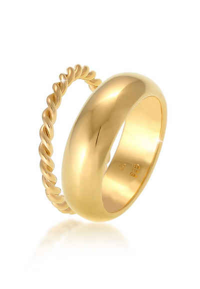 Elli Premium Ring-Set Bandring Twisted Gedreht 2er Set Basic 925 Silber, Ring Set