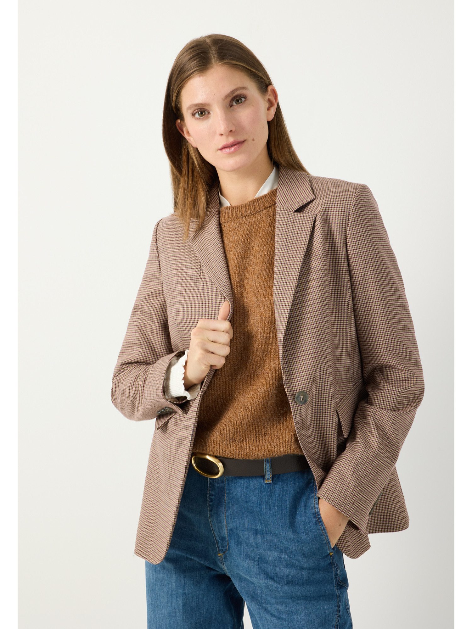 MORE&MORE Jackenblazer leicht taillierter Minikaro-Blazer